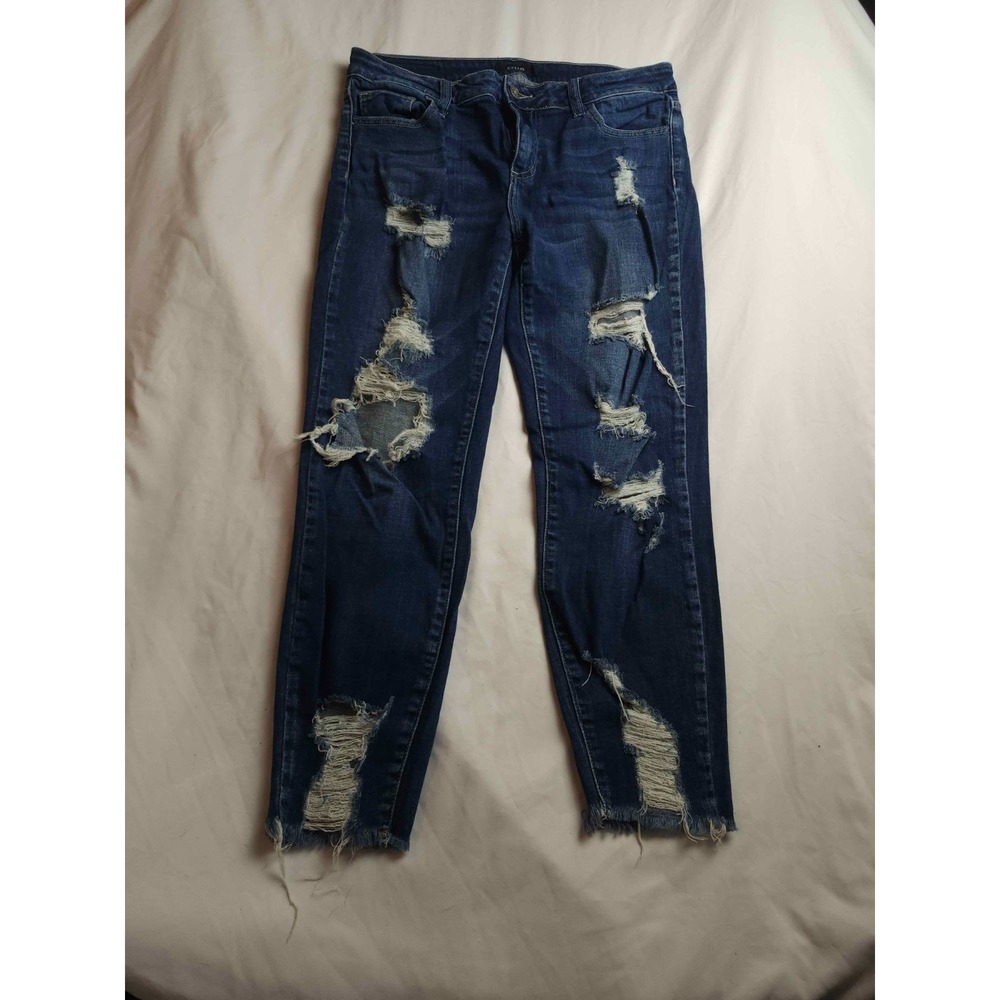 Cello Jeans Womens Size 9 Blue Distressed Denim Raw Hem Festival Edgy Streetwear